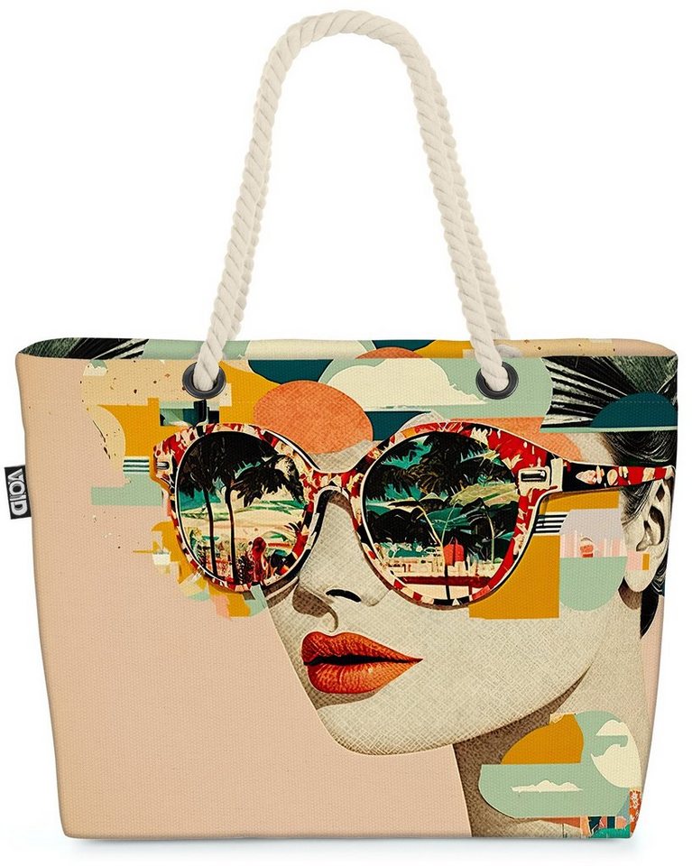 VOID Strandtasche (1-tlg), Retro Frau Sonnenbrille Amerika Retro Frau Sonnenbrille Amerika Vinta von VOID