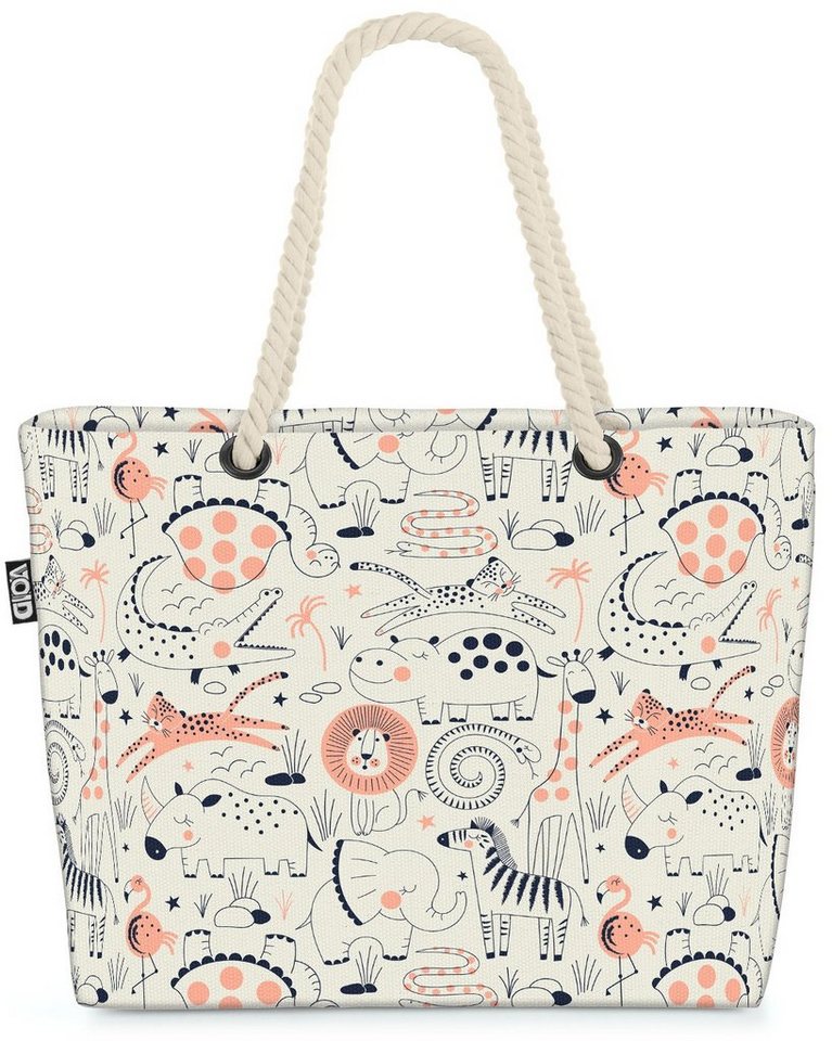 VOID Strandtasche (1-tlg), Safari Kinder Tiere Beach Bag Zebra Zoo Schildkröte Löwe Zimmer Kinderzimmer von VOID