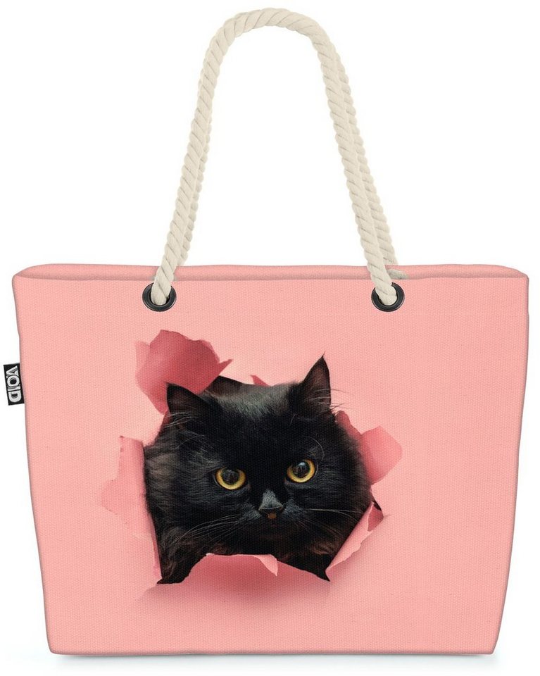 VOID Strandtasche (1-tlg), Schwarze Katze Beach Bag Katze Kätzchen Tier Haustier Kartäuser Scottish grau von VOID