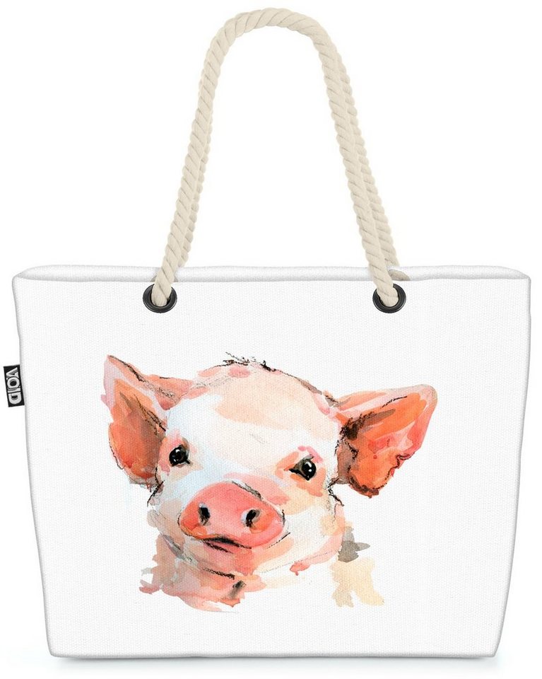 VOID Strandtasche (1-tlg), Schwein Tiere Kinder Tierbaby Schwein Schweinchen Bauernhof Hängebauc von VOID