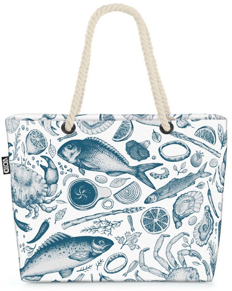 VOID Strandtasche (1-tlg), Seefahrt Fisch Essen Beach Bag Meeres-Früchte Mittel-Meer Ost-See Nord-See von VOID