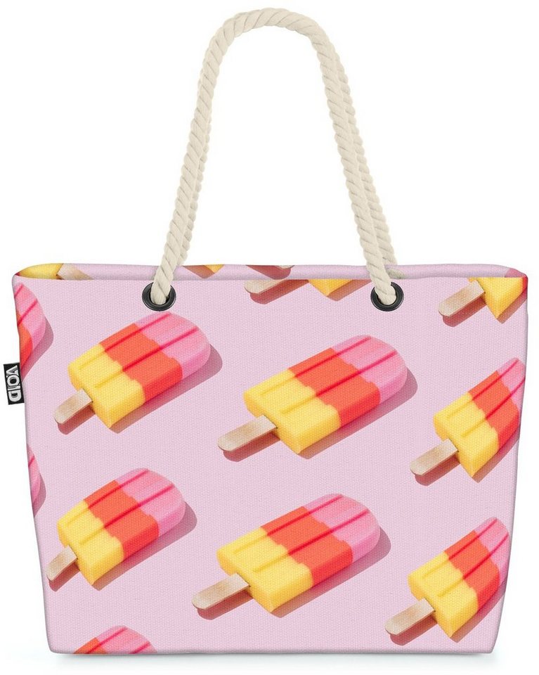 VOID Strandtasche (1-tlg), Sommer Eis Muster Beach Bag Wassereis Eiscreme Italien Baden Kinder Süß Rosa von VOID