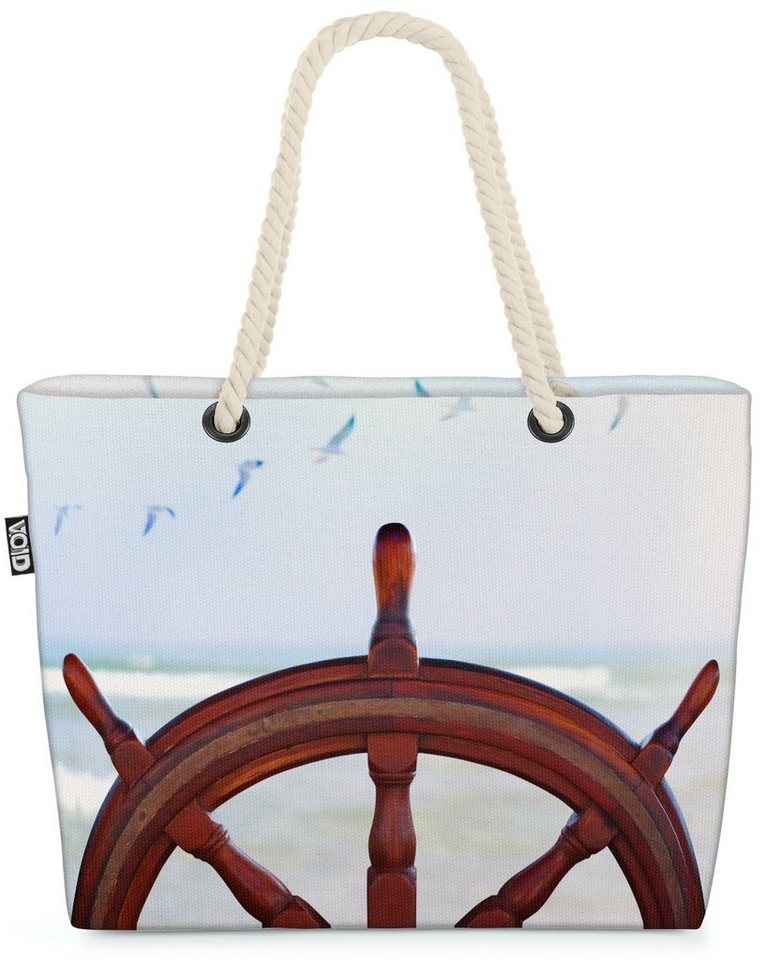 VOID Strandtasche (1-tlg), Steuerrad Meer Beach Bag Südsee Meer Urlaub Nordsee Ostsee Schiff Boot Reise von VOID