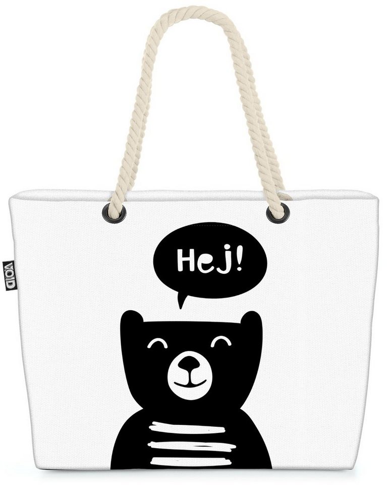 VOID Strandtasche (1-tlg), Süßer Bär Kinder Cartoon Karte Tier Cartoon Grafik Schwarz Weiss Zeic von VOID