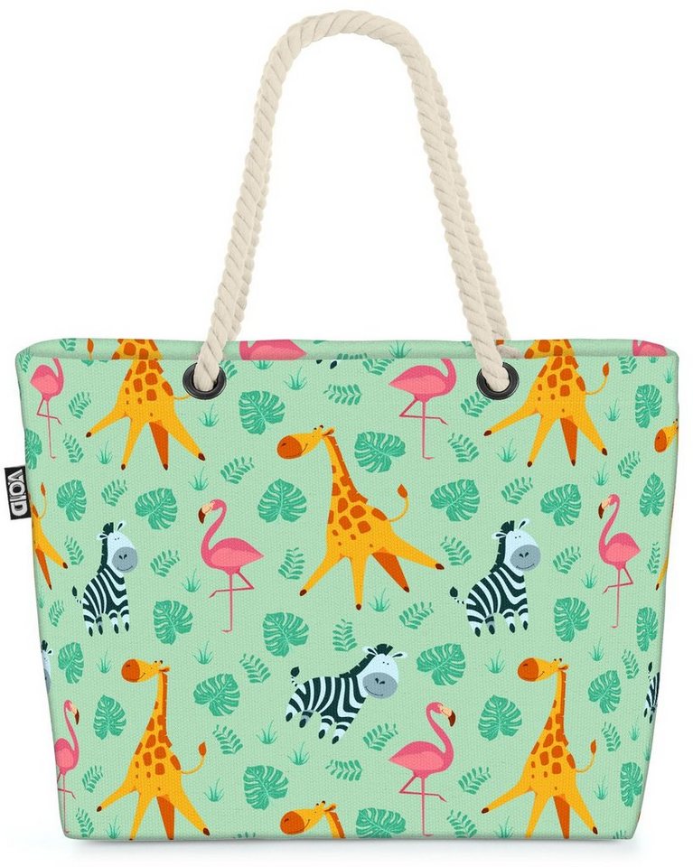 VOID Strandtasche (1-tlg), Tiere Afrika Palmen Beach Bag Kinder Kindermuster Kinderzimmer Giraffe Zebra von VOID