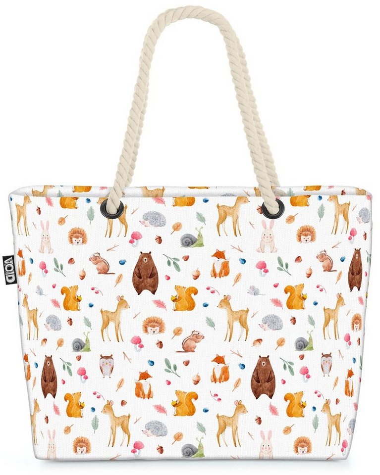 VOID Strandtasche (1-tlg), Tierkinder Waldtiere Beach Bag Kinder Kinderzimmer Märchen Tiere Babyzimmer von VOID