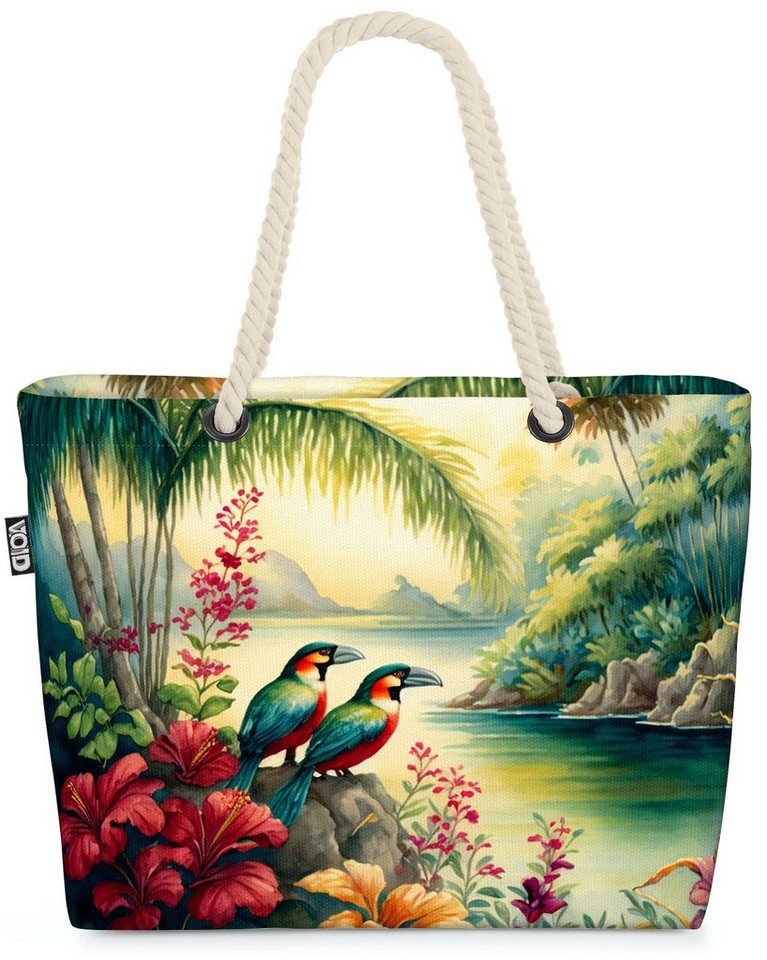 VOID Strandtasche (1-tlg), Tropen Insel Papagei Dschungel Tropeninsel Papagei Dschungel Palmen S von VOID