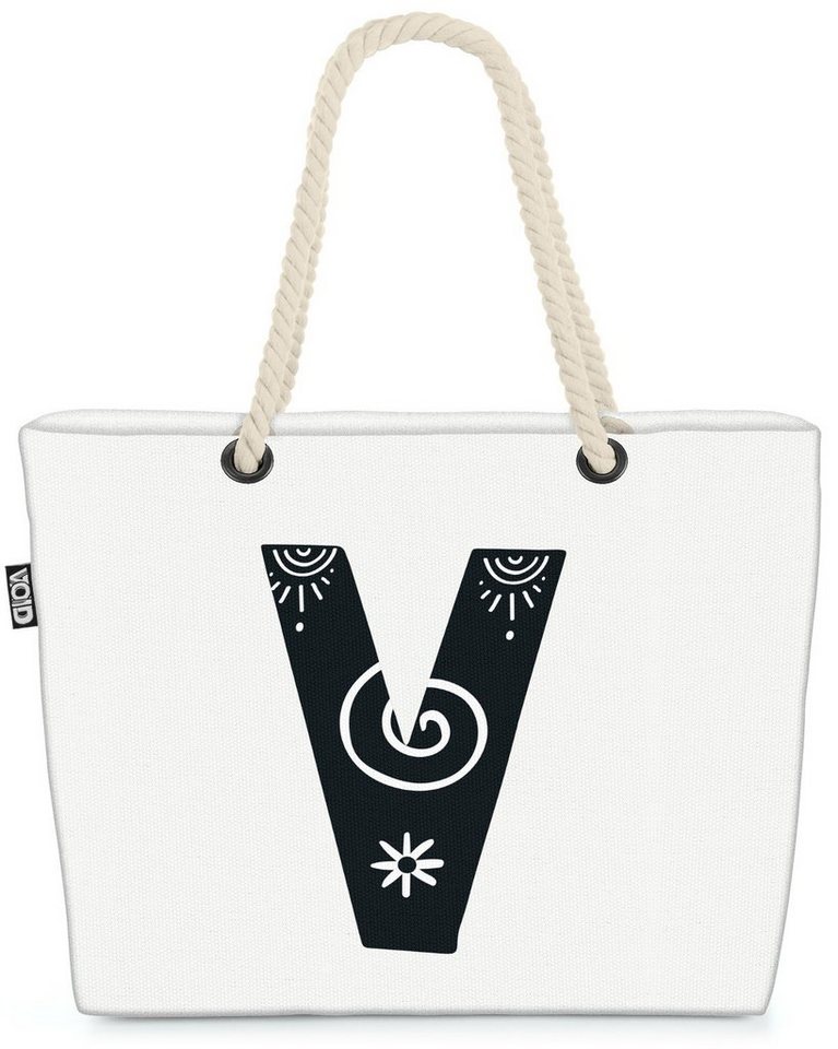 VOID Strandtasche (1-tlg), V Buchstaben Natur ABC Buchstaben Pflanzen Frühling Paare Pärchen Ini von VOID