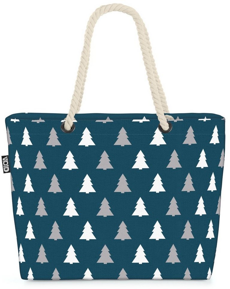 VOID Strandtasche (1-tlg), Wald Design Weiss Grau Beach Bag Geschenke Winter Weihnachten Norwegen Design B von VOID