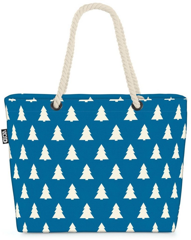 VOID Strandtasche (1-tlg), Wald Design blau Beach Bag Winter Wald Design Tannenbaum Christbaum Weihnachten von VOID