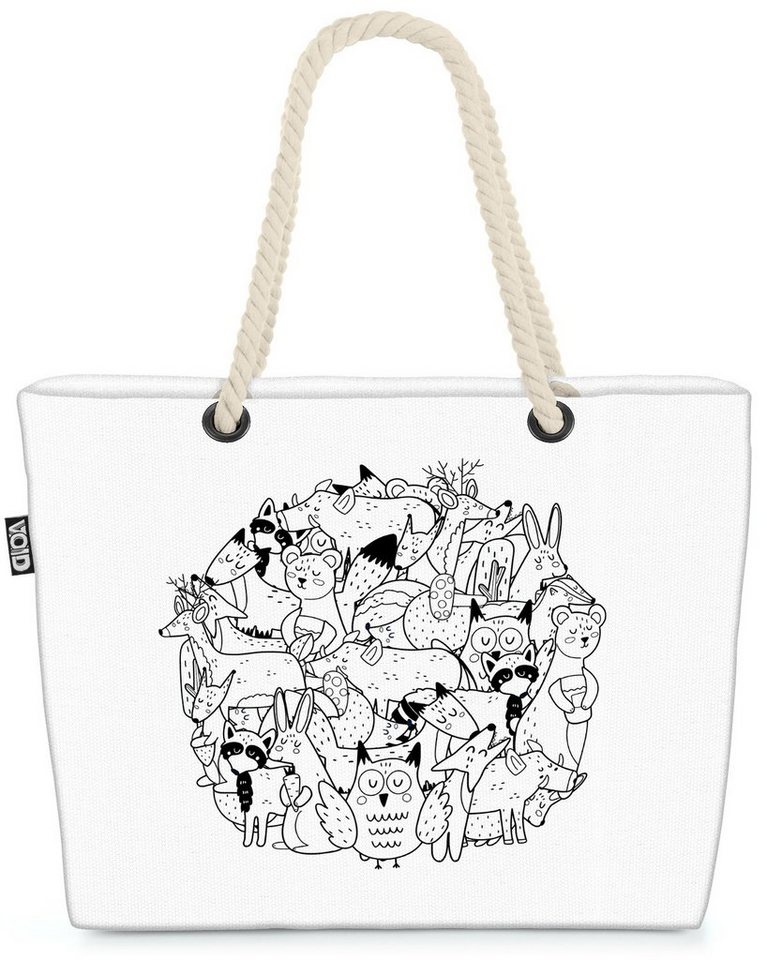 VOID Strandtasche (1-tlg), Waldtiere Grafik Tiere Sketch Wald Kinder Kinderzimmer Tierkinder Mär von VOID