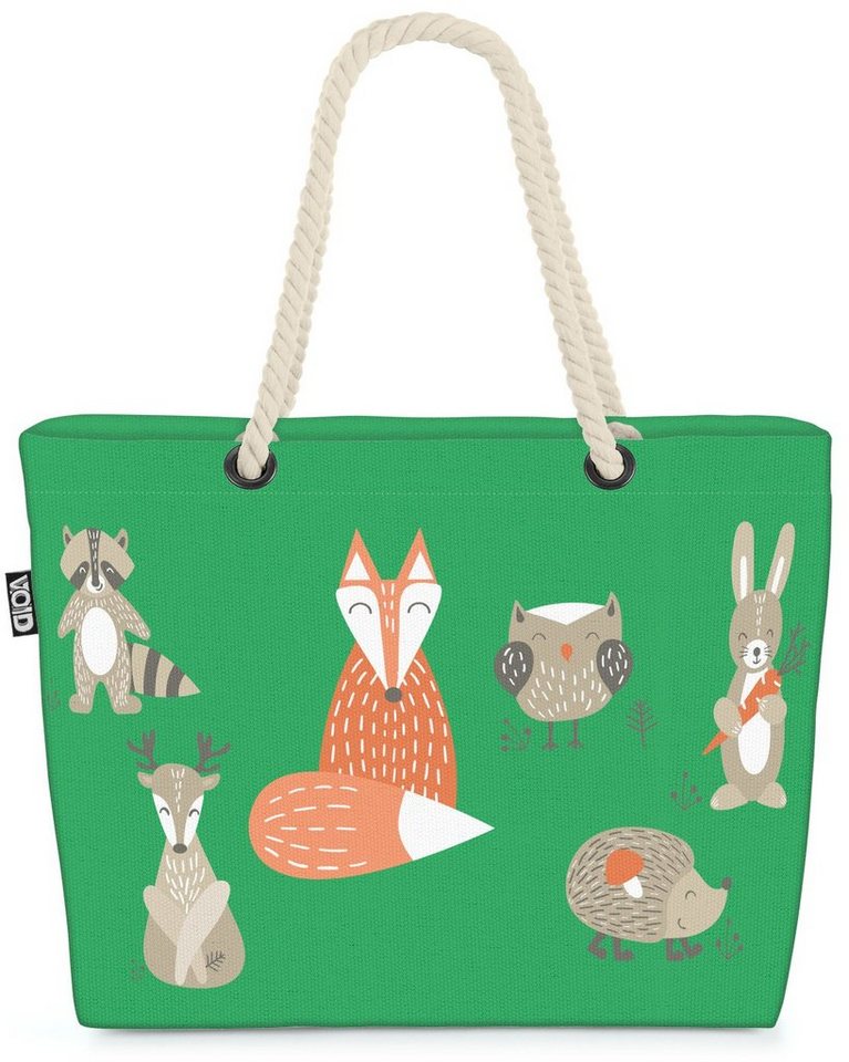 VOID Strandtasche (1-tlg), Waldtiere Kinder Fuchs Beach Bag Wald Tiere Kinder Fuchs Rentier Hirsch Hase von VOID