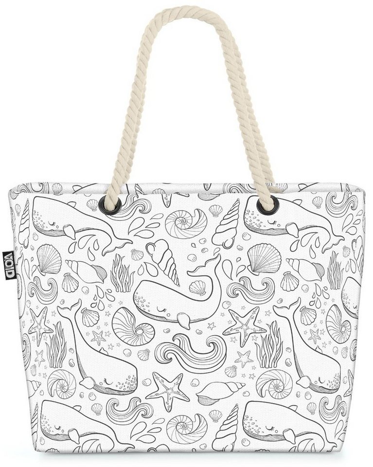 VOID Strandtasche (1-tlg), Wale und Muscheln Beach Bag Tiere Meer Baden Schwimmen Strand Tauchen Kinder von VOID