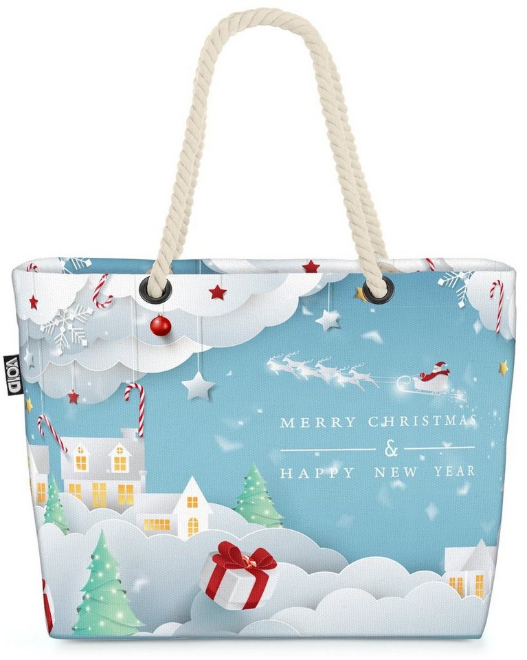 VOID Strandtasche (1-tlg), Weihnacht Stadt Winter Beach Bag Stadt Lampen Kerzen Winter Weihnachten Dekorat von VOID