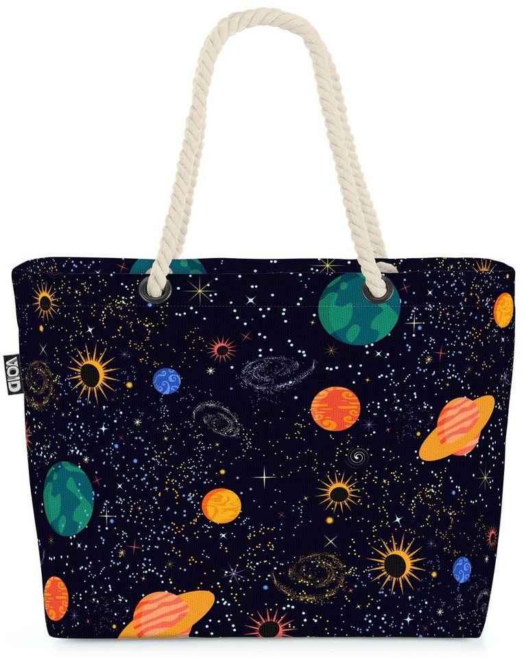 VOID Strandtasche (1-tlg), Weltall Planeten Universum Schwarz Kinder Rakete All Sterne Raumfahrt von VOID