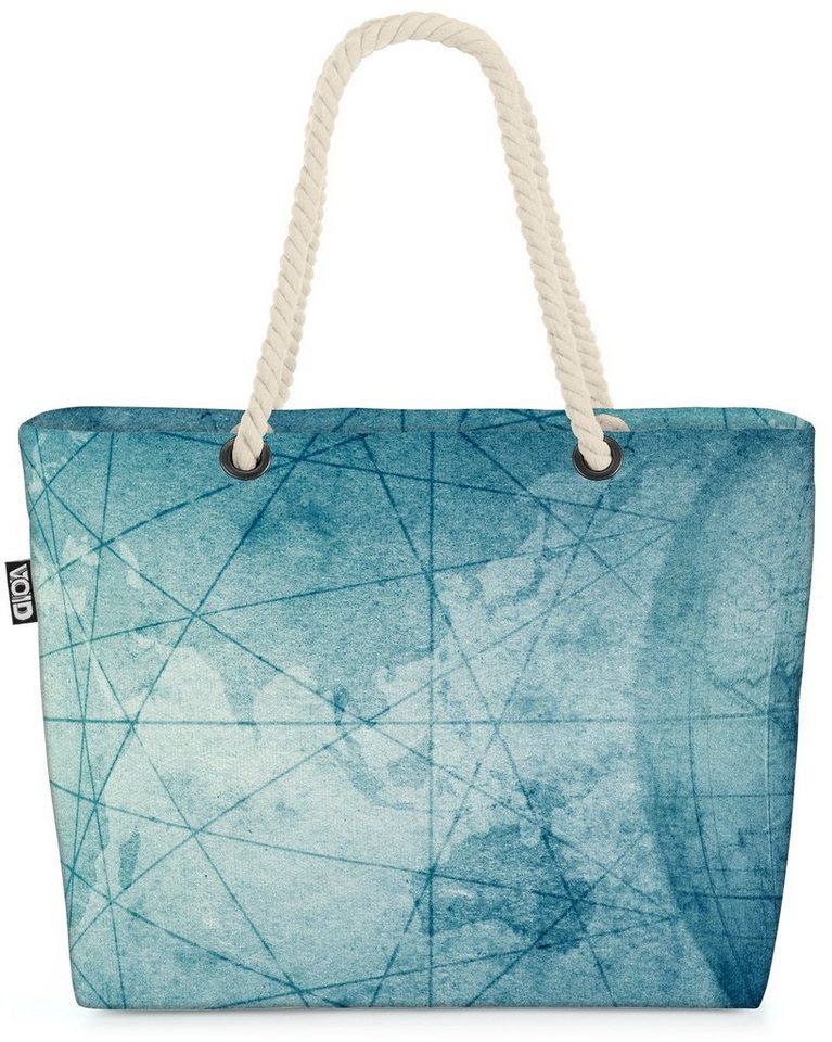 VOID Strandtasche (1-tlg), Weltkarte Globus Karte Weltkarte Globus Karte Seefahrt Erde Meer Ozea von VOID