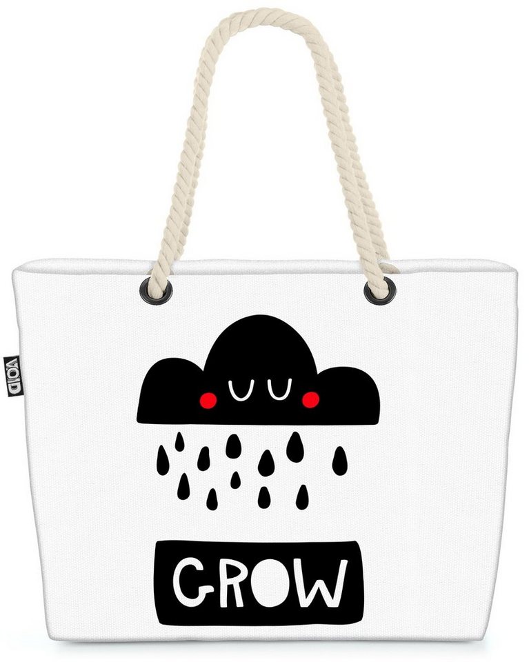 VOID Strandtasche (1-tlg), Wolke Regen Himmel Cartoon Karte Tier Cartoon Grafik Schwarz Weiss Ze von VOID