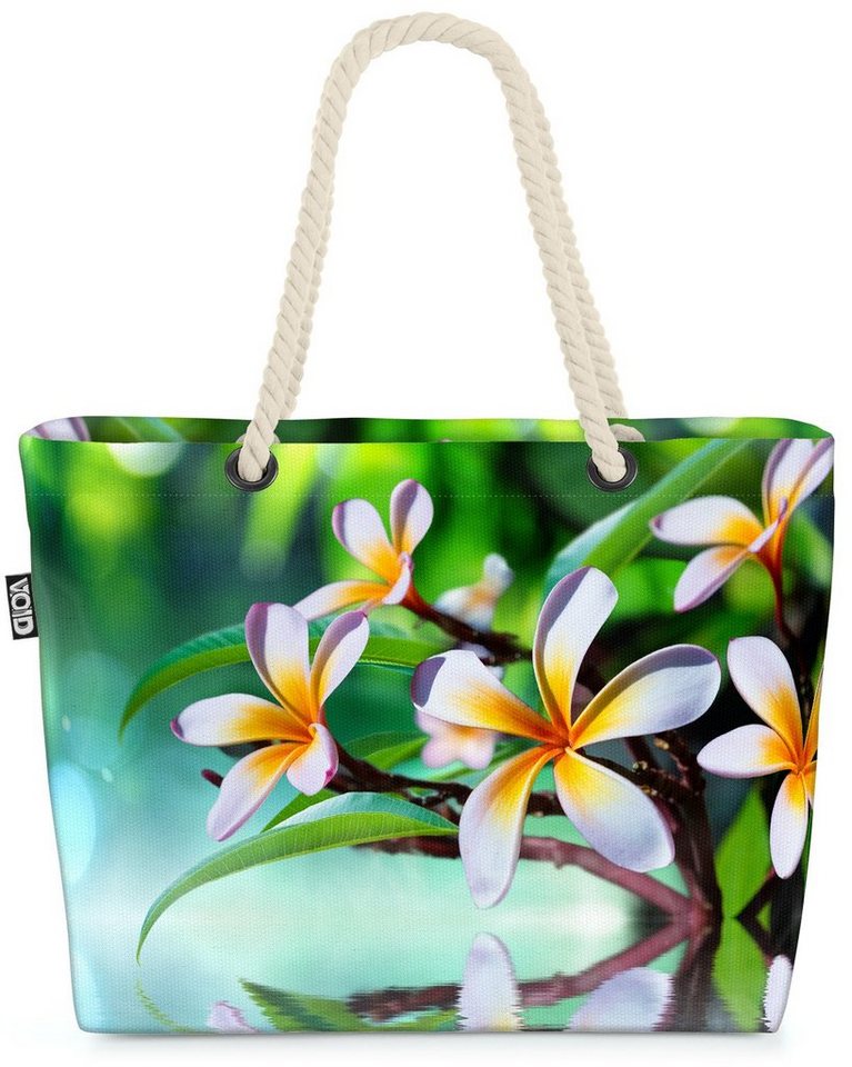 VOID Strandtasche (1-tlg), Zen Garten Frangipani Blume Garten Wellness Kosmetik Blüten Spa Teich von VOID