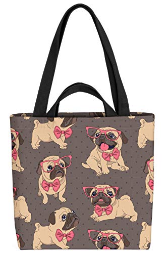 VOID Süßer Mops Tasche 33x33x14cm,15l Einkaufs-Beutel Shopper Einkaufs-Tasche Bag von VOID