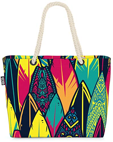 VOID Surfboard Muster Strandtasche Shopper 58x38x16cm 23L XXL Einkaufstasche Tasche Reisetasche Beach Bag von VOID