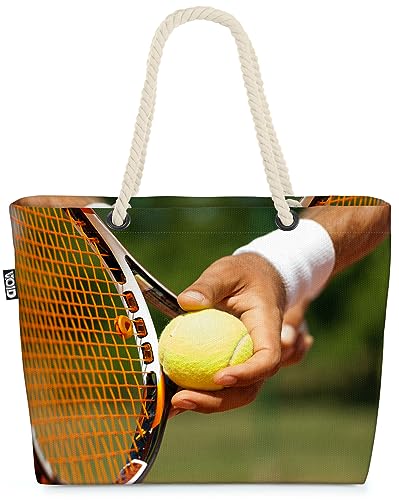 VOID Tennis Aufschlag Schläger Strandtasche Shopper 58x38x16cm 23L XXL Einkaufstasche Tasche Reisetasche Beach Bag von VOID