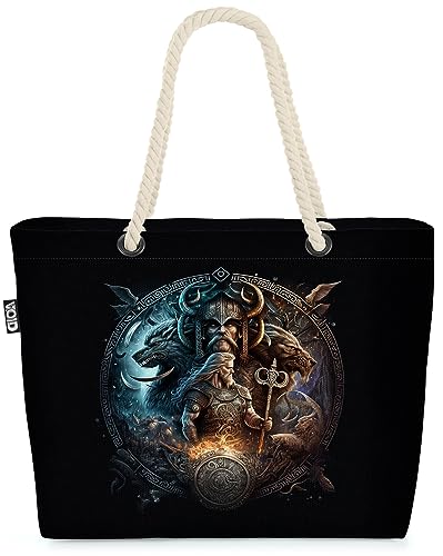 VOID Thor Kelten Wikinger Norge Strandtasche Shopper 58x38x16cm 23L XXL Einkaufstasche Tasche Reisetasche Beach Bag von VOID