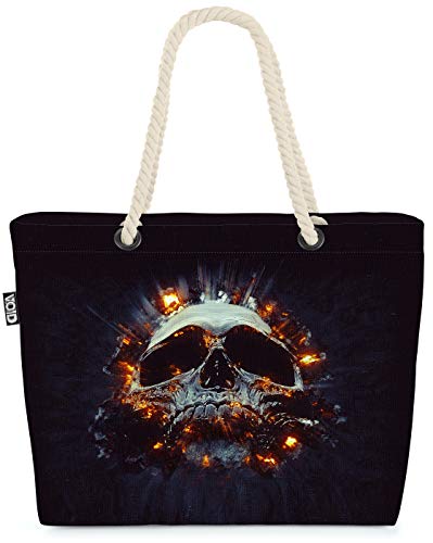 VOID Totenkopf Explosion Strandtasche Shopper 58x38x16cm 23L XXL Einkaufstasche Tasche Reisetasche Beach Bag von VOID