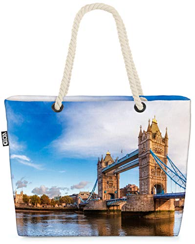 VOID Tower Bridge London Strandtasche Shopper 58x38x16cm 23L XXL Einkaufstasche Tasche Reisetasche Beach Bag von VOID