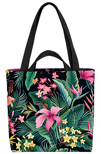VOID Tropenwald Palmen Blumen Tasche 33x33x14cm,15l Einkaufs-Beutel Shopper Einkaufs-Tasche Bag von VOID