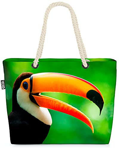 VOID Tukan Vogel Safari Strandtasche Shopper 58x38x16cm 23L XXL Einkaufstasche Tasche Reisetasche Beach Bag von VOID