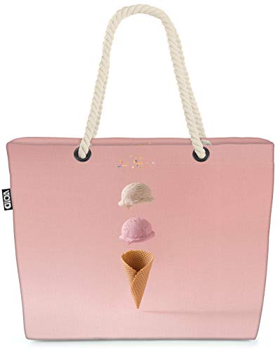 VOID Waffel EIS Rosa Strandtasche Shopper 58x38x16cm 23L XXL Einkaufstasche Tasche Reisetasche Beach Bag von VOID