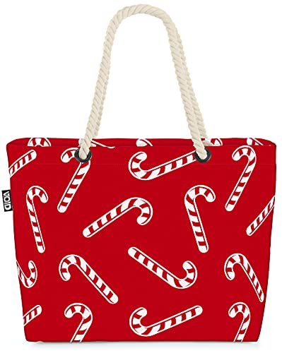 VOID Weihnachten Zuckerstangen Strandtasche Shopper 58x38x16cm 23L XXL Einkaufstasche Tasche Reisetasche Beach Bag von VOID