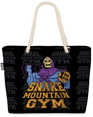 VOID XXL Strandtasche Snake Mountain Gym Shopper Tasche 58x38x16cm 23L Beach Bag he Universe Skeletor Man, Kissen Farbe:Schwarz von VOID