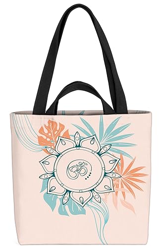 VOID Yoga Mandala Blumen Sonne Tasche 33x33x14cm,15l Einkaufs-Beutel Shopper Einkaufs-Tasche Bag von VOID