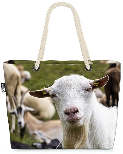 VOID Ziege Schafe Italien Strandtasche Shopper 58x38x16cm 23L XXL Einkaufstasche Tasche Reisetasche Beach Bag von VOID