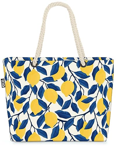 VOID Zitronenbaum Zitrone Kochen Küche Strandtasche Shopper 58x38x16cm 23L XXL Einkaufstasche Tasche Reisetasche Beach Bag von VOID