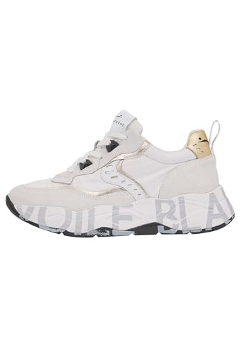 VOILE BLANCHE CLUB105.-Sneaker aus Veloursleder und technischem Gewebe-Weiß, Weiß-Platin 37 von VOILE BLANCHE