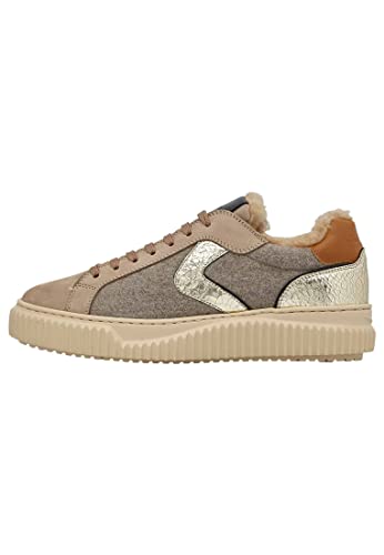 VOILE BLANCHE Lipari FUR-Sneaker aus Nubukleder und Filz mit Shearling-Futter Beige 37 von VOILE BLANCHE