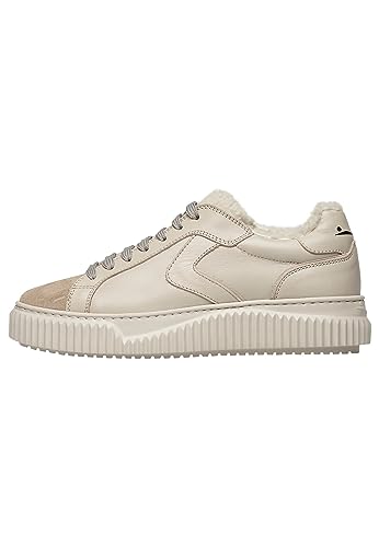 VOILE BLANCHE Lipari FUR-Sneaker aus Nubukleder und Shearling-Grau, Hellbraun 37 von VOILE BLANCHE