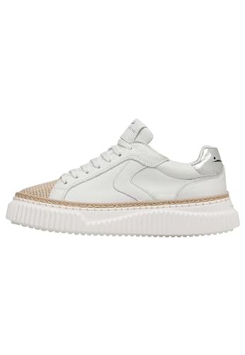 VOILE BLANCHE Lipari-Sneakers aus Leder und Stoff-Weiß, Weiß-Beige 38 von VOILE BLANCHE