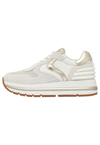 VOILE BLANCHE Maran Power-Sneakers aus Veloursleder und technischem Gewebe-Weiß, Weiß-Platin 35 von VOILE BLANCHE