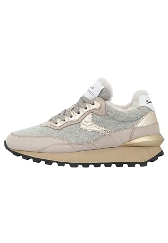 VOILE BLANCHE QWARK Hype FUR Woman-Sneakers aus Veloursleder und Filz-Grau, grau 38 von VOILE BLANCHE