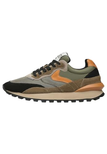 VOILE BLANCHE QWARK Hype Man-Sneakers aus Leder und Gewebe-Militärgrün, Militärgrüne 42 von VOILE BLANCHE