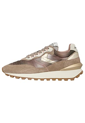 VOILE BLANCHE QWARK Hype Woman-Sneaker aus Veloursleder und technischem Gewebe-Braun Beige 38 von VOILE BLANCHE