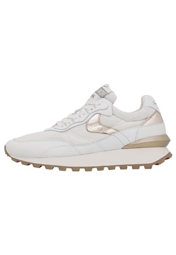 VOILE BLANCHE QWARK Hype Woman-Sneaker aus Veloursleder und technischem Gewebe-Weiß, Weiß-Platin 38 von VOILE BLANCHE
