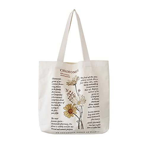 VOKUVIKU Beuteltasche Damen Stoff Gross Jutebeutel Bedruckt Blumen Stoffbeutel Bedruckt Vintage Umhängebeutel Groß Canvas Tasche Damen Umhängetasche Schule, 08-01YGJ von VOKUVIKU