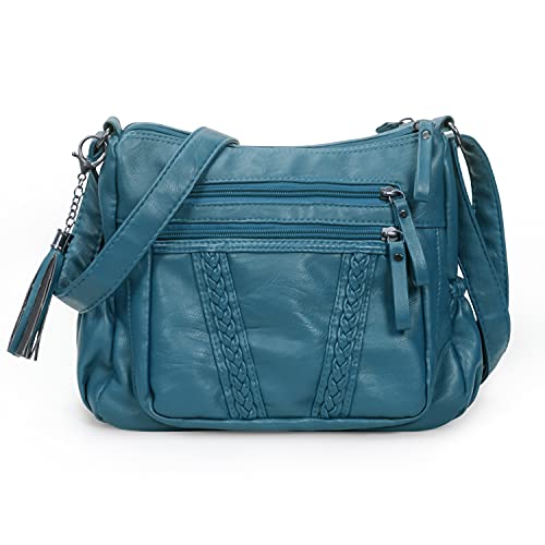 Damen Handtasche Umhängetasche PU Leder Weiche Schultertasche Mit Mehreren Taschen Crossbody Bag Klein Arbeitstasche Reisetasche Einkaufstasche von VOLGANIK ROCK