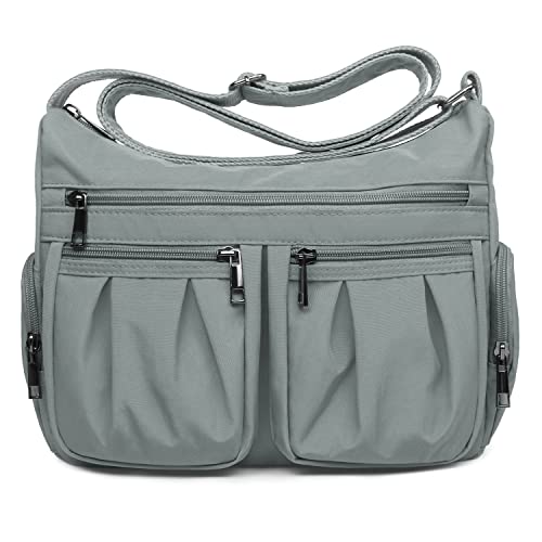VOLGANIK ROCK Crossbody Geldbörsen für Frauen Schulter Handtaschen Leicht Wasserdicht Nylon Reisetasche Damen Taschenbücher, Silbergrau von VOLGANIK ROCK