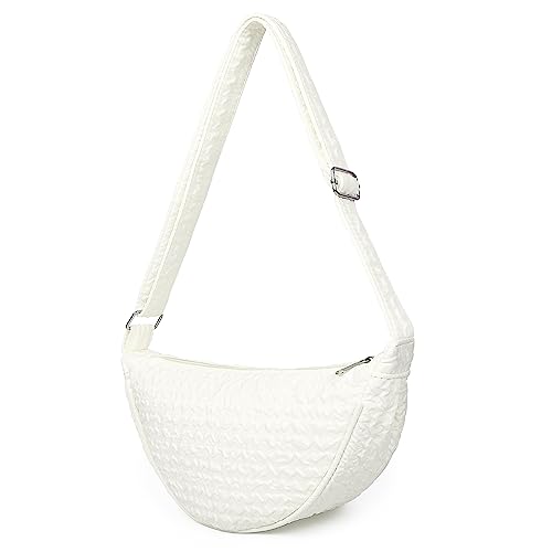 VOLGANIK ROCK Crossbody Taschen Trendy Hobo Sling Nylon Halbmond Geldbörsen und Handtasche Knödel Tasche Brusttasche Bauchtaschen, 9887-Weiß von VOLGANIK ROCK