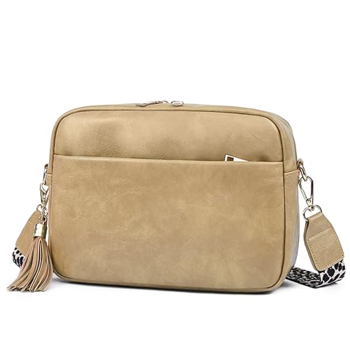 VOLGANIK ROCK Kleine Handtasche Damen, PU Leder Crossbody Bag Damen Umhängetasche Damen Multi-Taschen-Handtasche mit Fransen Verstelbaar Schultergurt von VOLGANIK ROCK